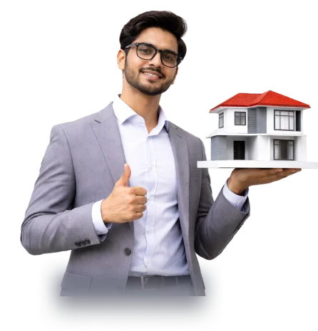 Person with house model