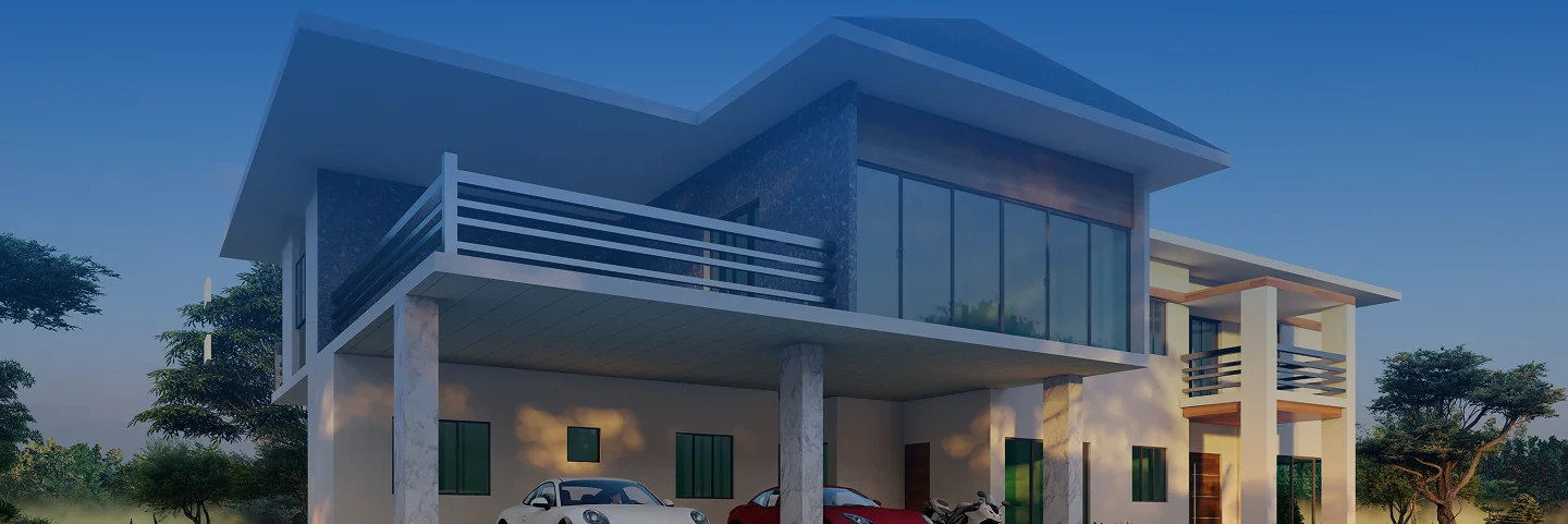 Modern house at dusk